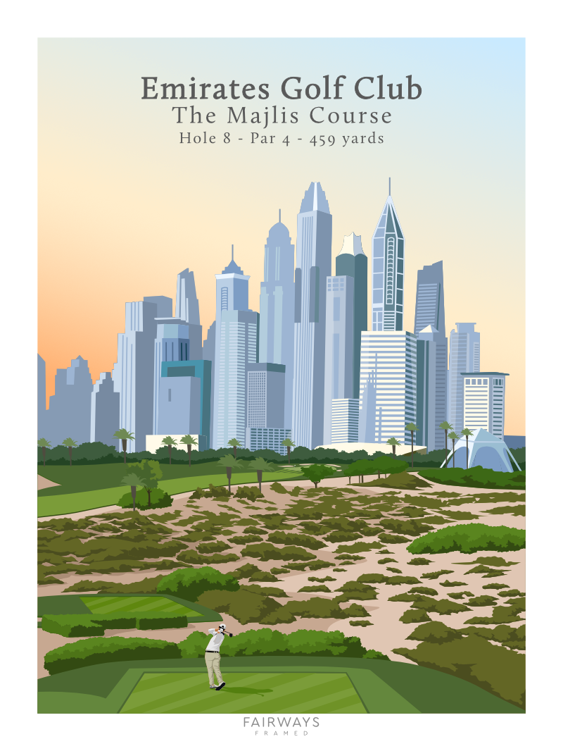 Emirates Golf Club - Trou n°8 - Fairways Framed